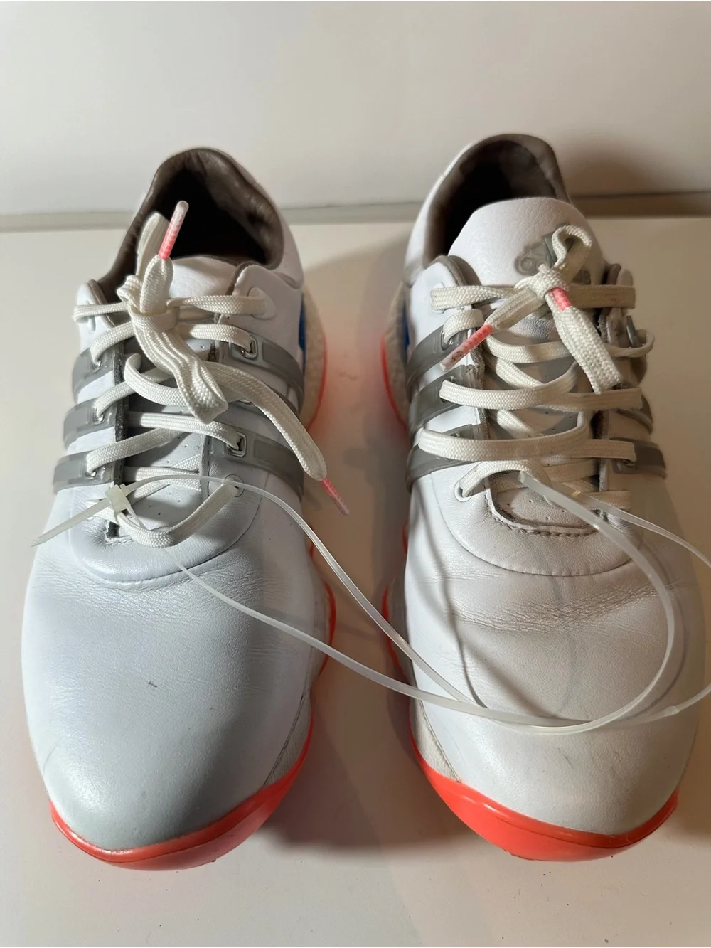 Adidas Tour360 22 Boost Golf Shoes Men’s 8.5 White Silver Orange Spikeless GV724